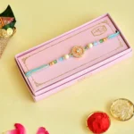 Pastel Mandala Rakhi – RK-113 | Elegant Floral Design with Soothing Beads & Multicolor Threads - Image 2