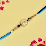Evil Eye Protection Rakhi – RK-115 | Blue Gradient Thread with Crystal Accents