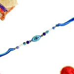 Vibrant Enamel Evil Eye Rakhi – RK-89 | Artistic Nazar Design with Multicolor Beads & Blue Thread for Brother - Image 3