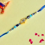 Modern Hamsa Hand Rakhi – RK-91 | Protective Evil Eye Charm with Blue Beads Rakhi for Brother