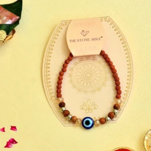 Rudraksha & Evil Eye Rakhi Bracelet – RK-102 | Protective Beaded Rakhi for Brother