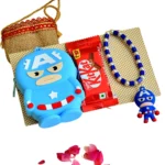 Captain America Rakhi Gift Pack for Kids - RK-29 | Superhero Bracelet Rakhi with Chocolate & Coin Pouch - Image 5