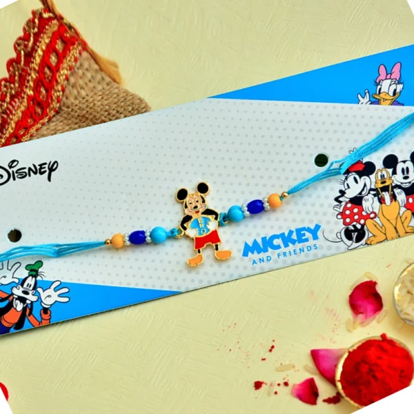 Mickey Mouse Kids Rakhi with Bright Beads and Cartoon Charm - RK-11