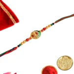 Traditional Rakhi with Kundan Elephant Motif - RK-34 | Multicolor Thread & Beaded Design - Image 3