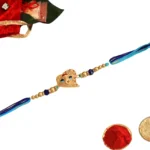 Elegant Ganesh Motif Rakhi - RK-36 | Blue Thread & Beaded Design - Image 4