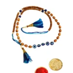 Double-Layered Evil Eye Rakhi – RK-107 | Wooden Bead Rakhi with Evil Eye & Blue Tassels - Image 4