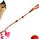 Spiritual Rudraksha Rakhi – RK-109 | Sacred Simplicity with Diamond Accent - Image 4
