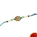 Star Motif Designer Rakhi - RK-39 | Blue Thread with Pearl & Bead Accents - Image 4