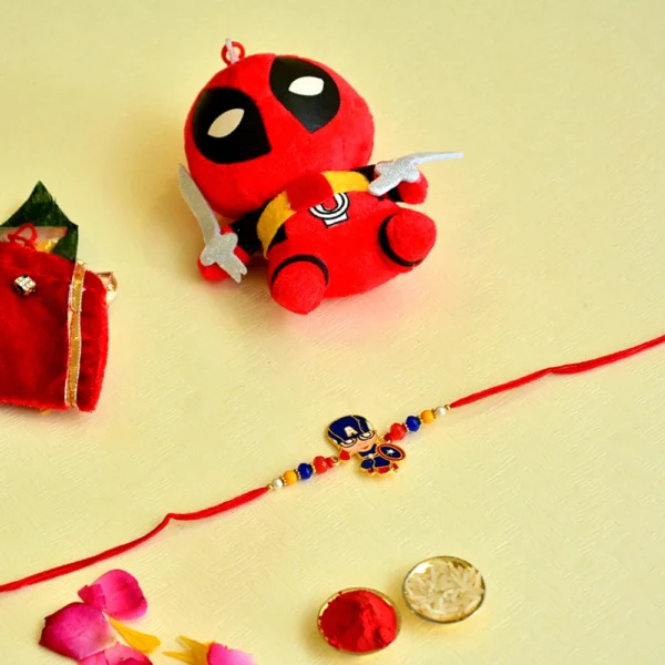 Deadpool Rakhi Gift Pack for Kids - RK-32 | Soft Toy & Designer Rakhi