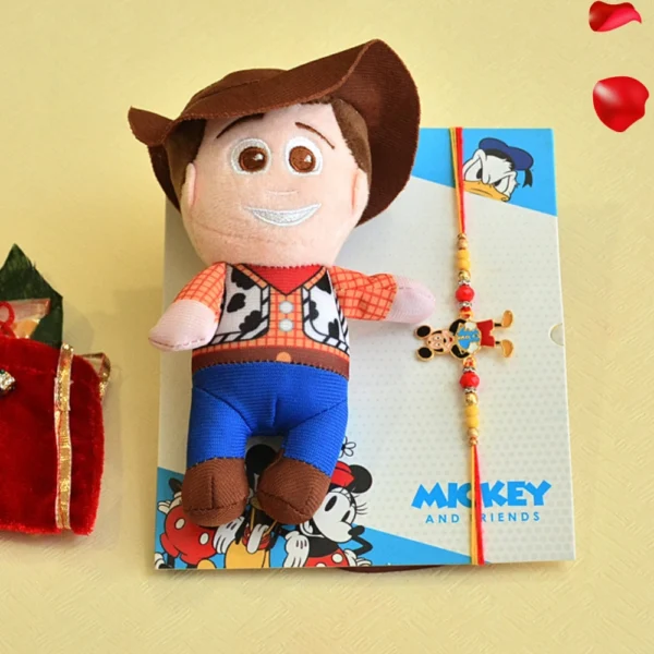 Toy Story Rakhi Gift Pack for Kids - RK-33 | Woody Soft Toy & Designer Rakhi