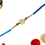 Evil Eye Protection Rakhi – RK-115 | Blue Gradient Thread with Crystal Accents - Image 3