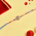 Elegant Floral Enamel Rakhi - RK-35 | Pastel Beads & Multicolor Thread