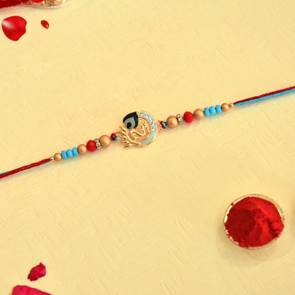 Elegant Peacock Feather with Om Spritual Rakhi - RK-38