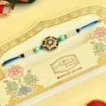 Star Motif Designer Rakhi - RK-39 | Blue Thread with Pearl & Bead Accents