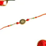Mandala Design Rakhi – RK-47 | Multicolor Round Center with Pearl & Bead Embellishments - Image 3