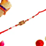 Floral Mandala Design Centerpiece Rakhi– RK-83 | Traditional Red Beaded Rakhi Thread for Brother - Image 3