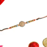 Classic Designer Rakhi – RK-54 | Multicolor Thread with Pastel Enamel & Metallic Beads - Image 3