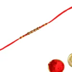 Earth-Toned Wooden Beads – RK-151 Rakhi on Soft Red Thread - Image 3
