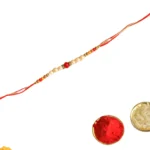 Pearl Bead Rakhi – RK-152 Red Center Stone - Image 3