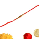 Traditional Beaded Rudraksha Rakhi with Red Thread – RK-154 - Image 3