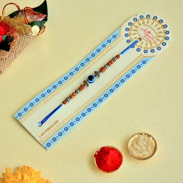 Evil Eye Rakhi with Wooden Beads – RK-157 - Image 2