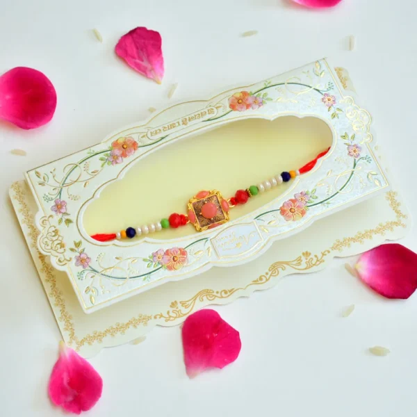 Traditional  Rakhi with Pearl and Color Beads – RK-173 - Image 2