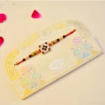 Regal Square Charm Rakhi – RK-159 | Stylish Rakhi with Beads & Enamel Centerpiece for Brother - Image 2