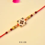 Regal Square Charm Rakhi – RK-159 | Stylish Rakhi with Beads & Enamel Centerpiece for Brother