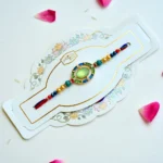Colorful Stone Rakhi – RK-167 | Enamel Work with Beads & Thread Tassels - Image 2