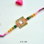 Elegant Square Stone Rakhi – RK-168 | Designer Beads & Crystal Embellishments