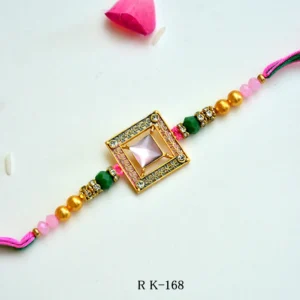 Elegant Square Stone Rakhi – RK-168 | Designer Beads & Crystal Embellishments