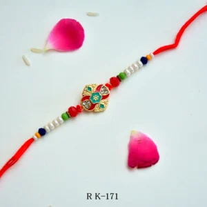 Colorful Floral Designer Rakhi – RK-171 | Pearl & Bead Rakhi for Brother