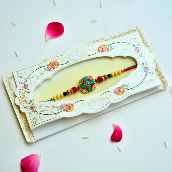 Festive Mandala-Inspired Rakhi with Kundan Stones – RK-174 - Image 2