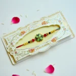 Heart Petal Designer Rakhi with Green & Blue Enamel – RK-176 - Image 2