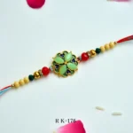 Heart Petal Designer Rakhi with Green & Blue Enamel – RK-176