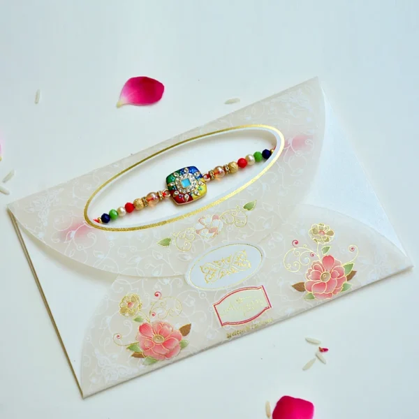 Color Splash Designer Rakhi with Stone-Studded Center – RK-179 - Image 2