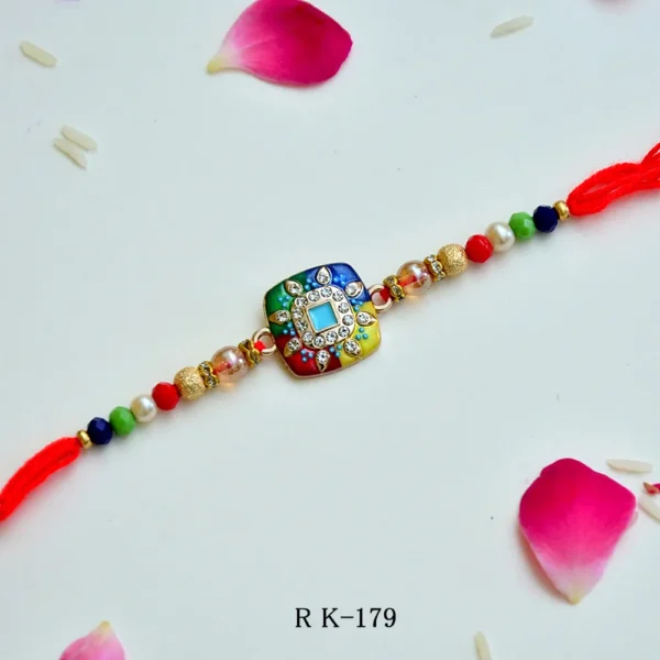 Color Splash Designer Rakhi with Stone-Studded Center – RK-179 - Image 1