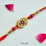 Royal Crescent Rakhi – RK-185 | Designer Half-Moon Rakhi with Stone Embellishments & Beaded Threads for Brother