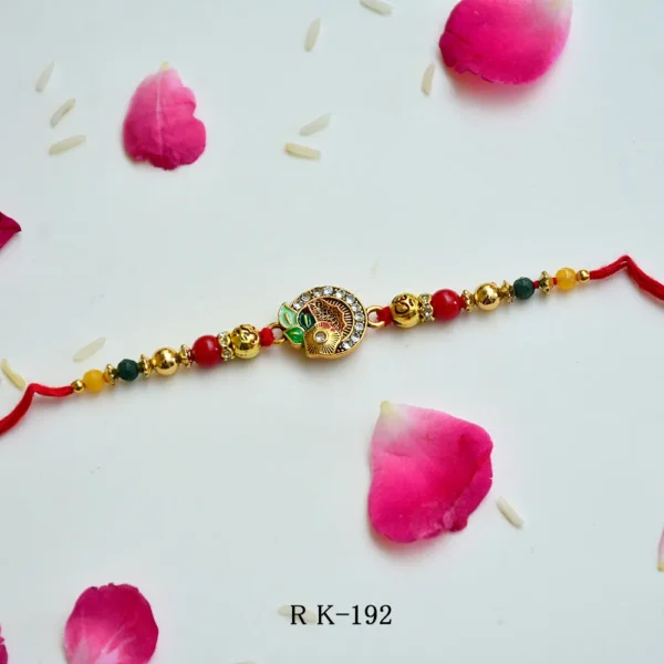 Royal Feather Rakhi – RK-192 | Designer Rakhi with Motif & Stone Detailing - Image 1