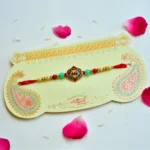 Regal Shield Rakhi – RK-195 | Elegant Rakhi with Royal Enamel Design & Sparkling Crystal Accents - Image 2