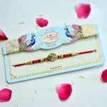 Peacock Elegance Rakhi – RK-197 | Peacock Feather Motif & Crystal Embellishments - Image 2