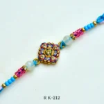 Blossom Charm Rakhi – RK-212 | Colourful Floral Motif Rakhi with Pink & Blue Beads