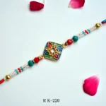 Elegant Square Meenakari Rakhi – RK-220 | Colorful Beaded Rakhi