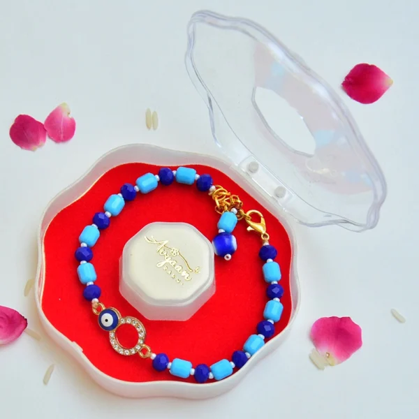Crystal Evil Eye Rakhi Bracelet – Protective Charm for Brother - RK-273 - Image 2