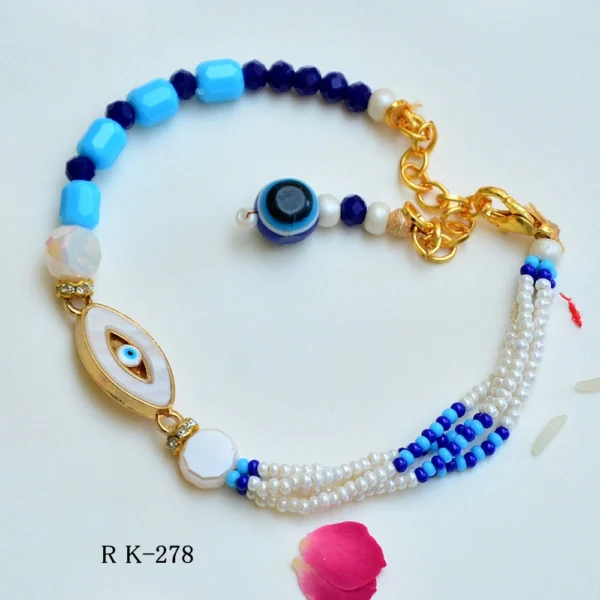 Stylish Evil-Eye Charm Rakhi Bracelet - RK-278 - Image 1