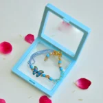 Vibrant Butterfly Charm Rakhi Bracelet - RK-281 - Pastel Beaded & Pearl Design - Image 2