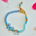 Vibrant Butterfly Charm Rakhi Bracelet - RK-281 - Pastel Beaded & Pearl Design