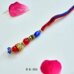 Graceful Blue & Red Lumba Rakhi with Jhumka Charm for Bhabhi -RK-283