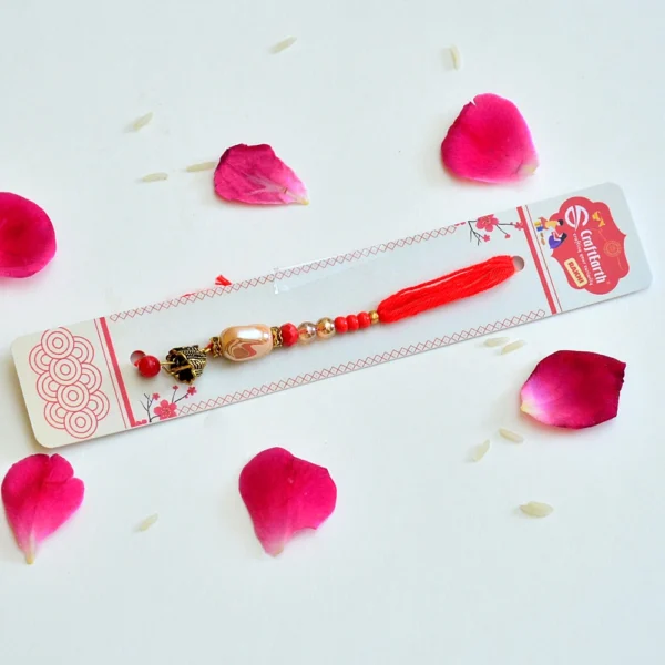 Royal Red Lumba Rakhi with Stone Centerpiece for Bhabhi - Image 2