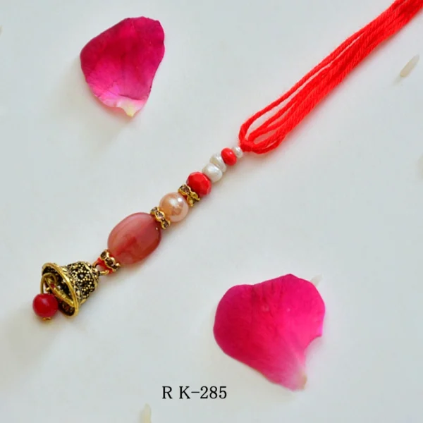 Traditional Bell Charm Lumba Rakhi for Bhabhi - Image 1